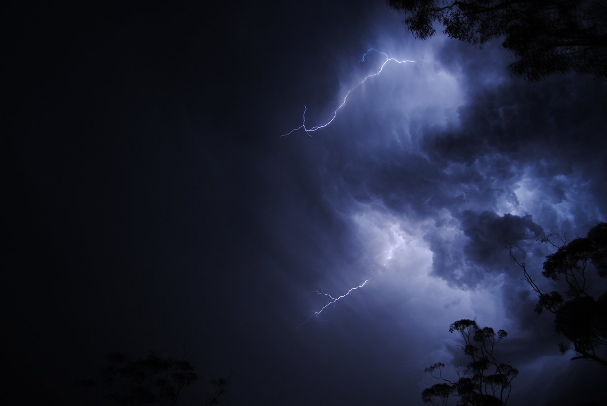 Lightening storm at Helena and Aurora Range (Bungalbin).  Photo by Laura Corbett - Rocks and Lightening the Elements